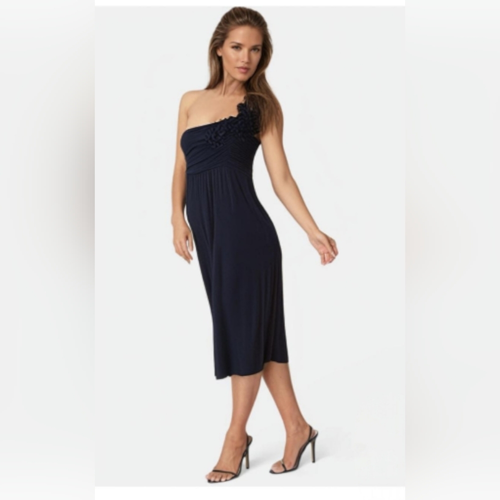 Maurices Studio Y Black One Shoulder Dress With Rose Detail